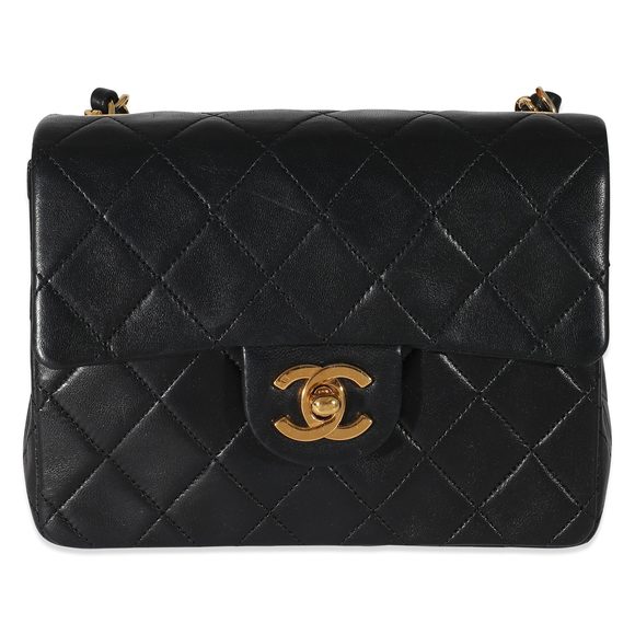 Chanel Vintage Black Lambskin Classic Mini Square Flap Bag - Picture 1 of 8